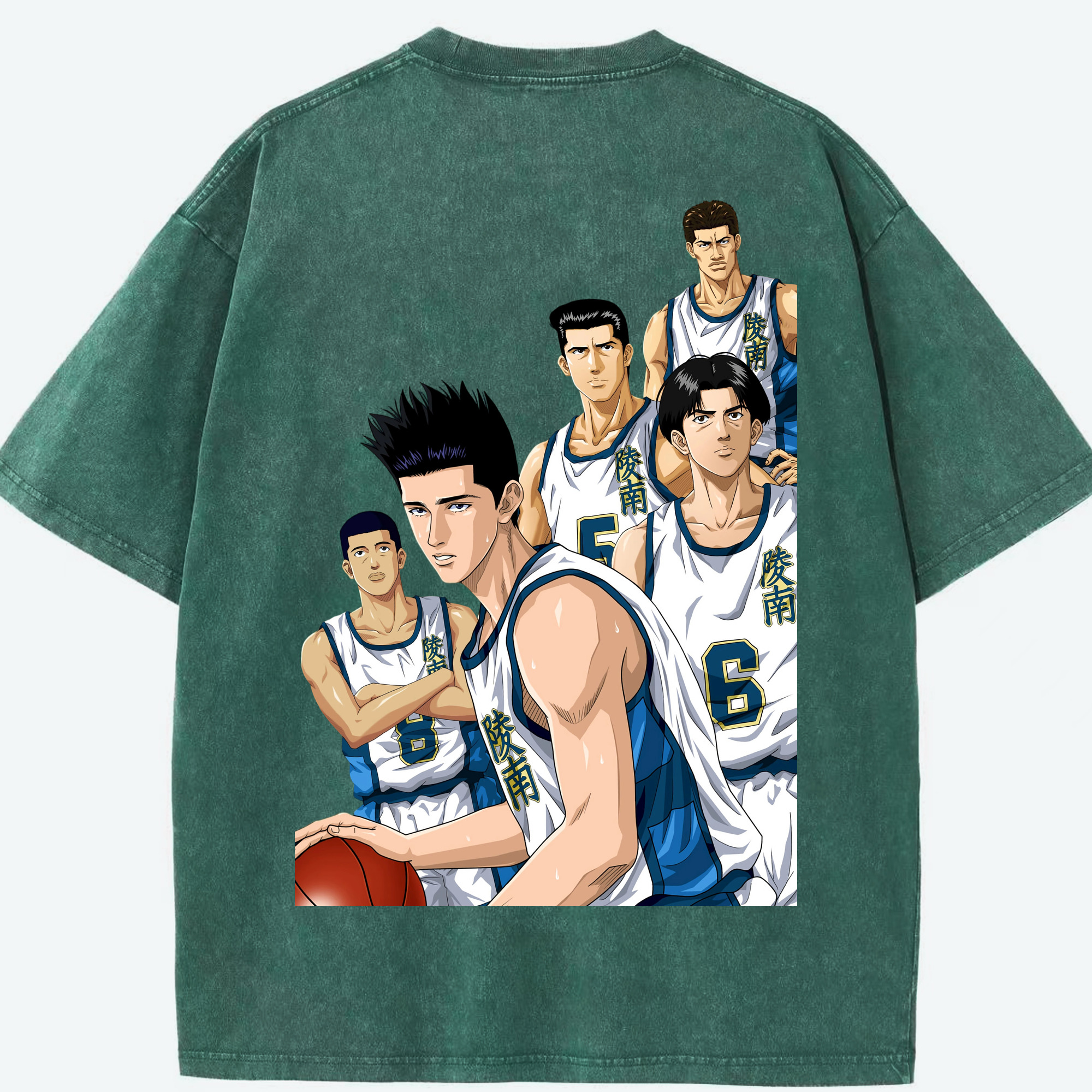 SLAM DUNK／スラムダンク 綿100% ヴィンテージ風 半袖Tシャツ（背面プリント）